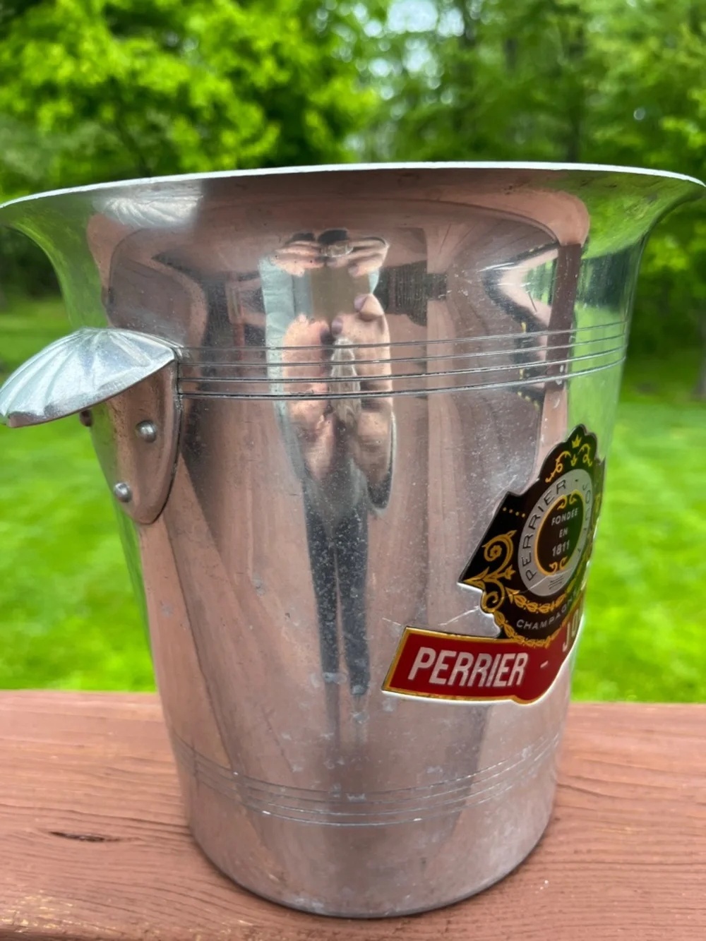 Vintage Perrier Jouet Champagne Bucket Ice Aluminum Silver France